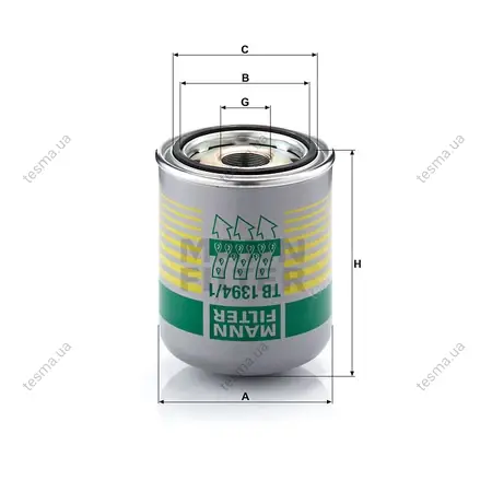 Фільтр осушувач повітря гальм MANN-FILTER TB13941X (фото 1)