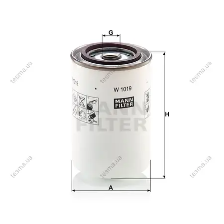 Фільтр гідравлічний MANN-FILTER W1019 (фото 1)