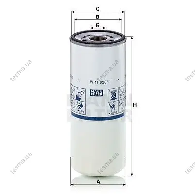 Фільтр масляний MANN-FILTER W110201 (фото 1)