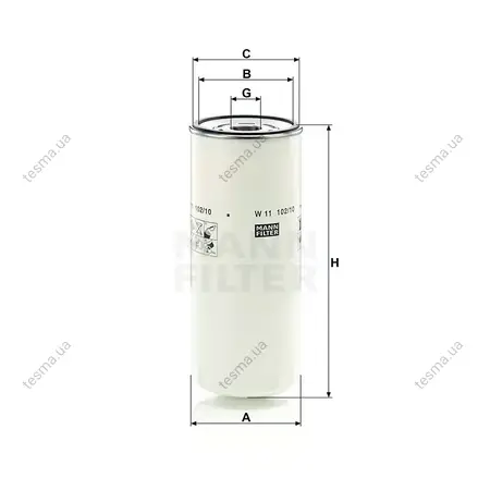 Фільтр масляний MANN-FILTER W1110210 (фото 1)