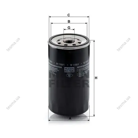 Фильтр масляный MANN-FILTER W11681 (фото 1)