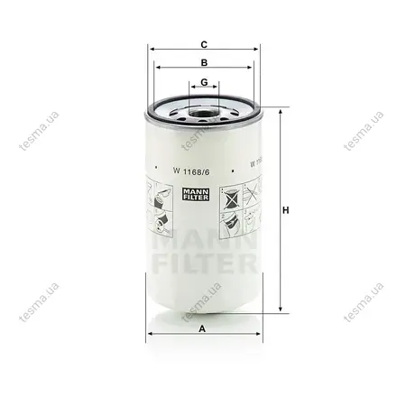 Фільтр масляний MANN-FILTER W11686 (фото 1)