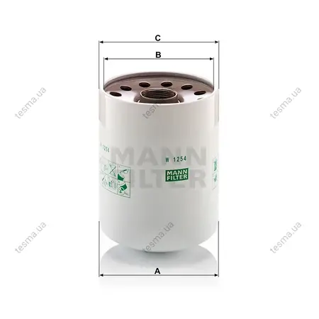 Фільтр масляний MANN-FILTER W1254X (фото 1)