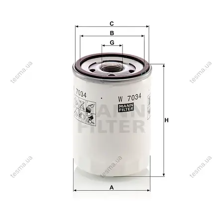 Фільтр масляний MANN-FILTER W7034 (фото 1)