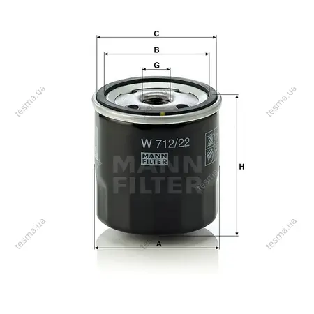 Фильтр масляный MANN-FILTER W71222 (фото 1)
