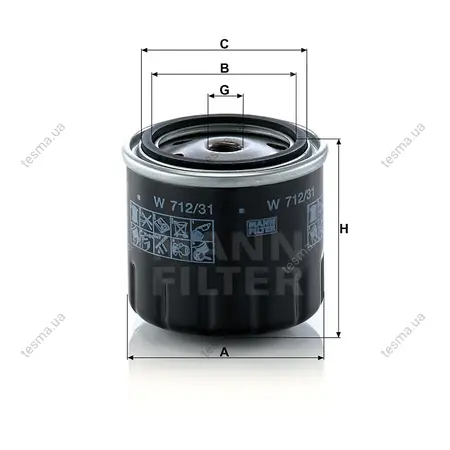 Фільтр масляний MANN-FILTER W71231 (фото 1)