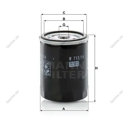 Фільтр масляний MANN-FILTER W71314 (фото 1)