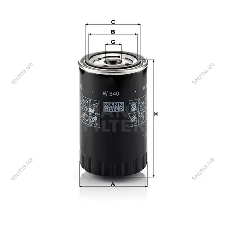 Фільтр масляний MANN-FILTER W840 (фото 1)