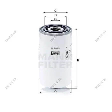 Фільтр масляний MANN-FILTER W9019 (фото 1)
