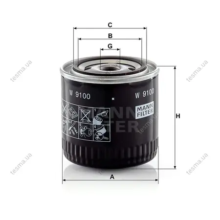 Фильтр масляный MANN-FILTER W9100 (фото 1)