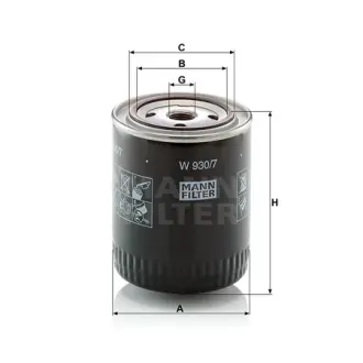 Фільтр масляний MANN-FILTER W9307