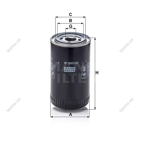 Фільтр масляний MANN-FILTER W95041 (фото 1)