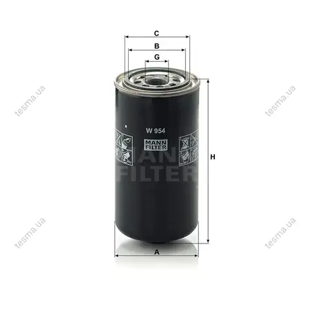 Фільтр масляний MANN-FILTER W954 (фото 1)