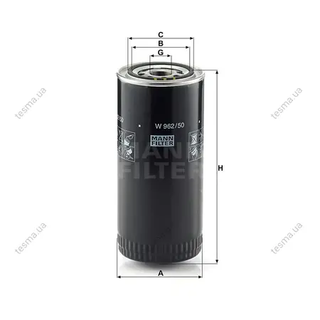 Фільтр масляний MANN-FILTER W96250 (фото 1)