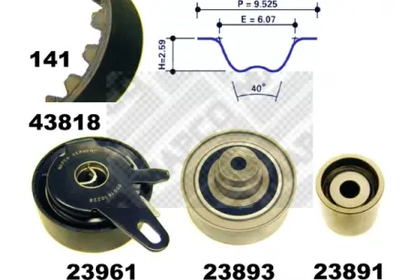 Комплект ремня ГРМ MAPCO 23818