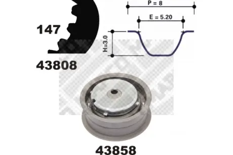 Комплект ремня ГРМ MAPCO 23826