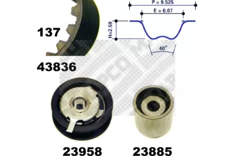 Комплект ремня ГРМ MAPCO 23836