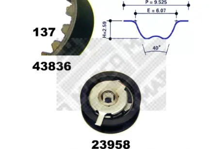 Комплект ремня ГРМ MAPCO 23837