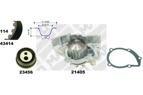 Водяной насос + комплект зубчатого ремня MAPCO 41416