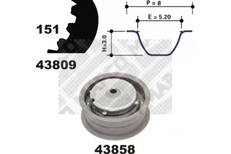 Комплект ремня ГРМ MAPCO 73815