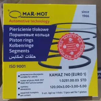 Кільця поршневі КАМАЗ П-К MAR-MOT (вир-во Польща) Mar-Mot 7401000106