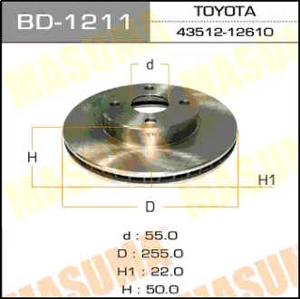 Диск тормозной front COROLLA, FIELDER/ NZE12#, ZZE12# [уп.2] MASUMA BD1211