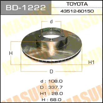 Диск тормозной front PRADO/ GRJ12#, KDJ12#, RZJ12# MASUMA BD1222