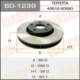 Диск тормозной front LEXUS GS300 RH MASUMA BD1239