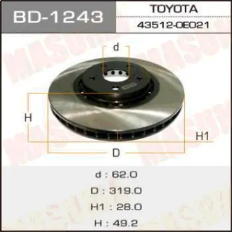 Диск тормозной front LEXUS RX330, 350/ GSU30L MASUMA BD1243
