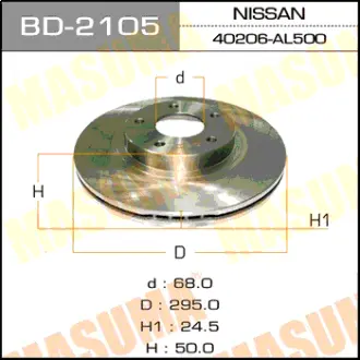 Диск тормозной front TEANA/ J31, PRIMERA/ P12 01-08 [уп.2] MASUMA BD2105