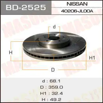 Диск тормозной front INFINITI M37/56 FX35/50 MASUMA BD2525