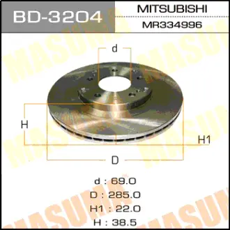 Диск тормозной front PAJERO IO 98-07 [уп.2] MASUMA BD3204
