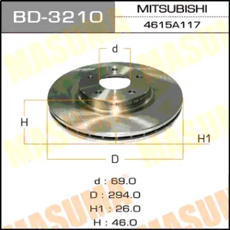 Диск тормозной front ASX, OUTLANDER [уп.2] MASUMA BD3210