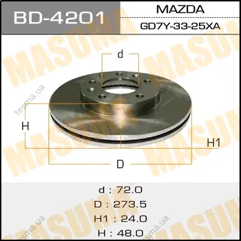 Диск тормозной front MAZDA6 02- [уп.2] MASUMA BD4201 (фото 1)