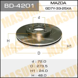 Диск тормозной front MAZDA6 02- [уп.2] MASUMA BD4201