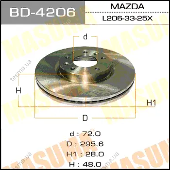 Диск тормозной front CX-7 06- [уп.2] MASUMA BD4206 (фото 1)