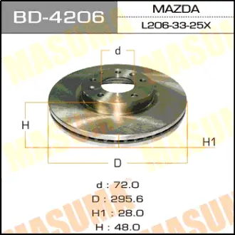 Диск тормозной front CX-7 06- [уп.2] MASUMA BD4206