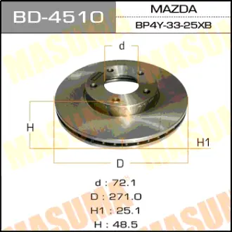 Диск гальмівний передній (кратно 2) Mazda 3, 5 (03-06) (BD-4510) MASUMA BD4510