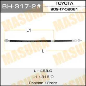 Шланг тормозной T- /front/ Corolla #E104, CE109, #E114 LH MASUMA BH3172