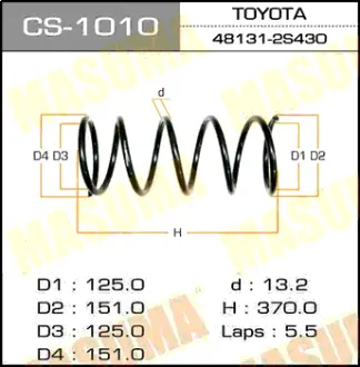 Пружина подвески front CALDINA/ CT196, CT198 MASUMA CS1010