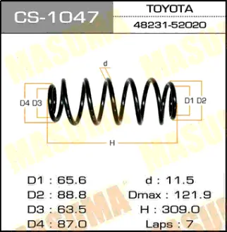 Пружина подвески rear VITZ/ SCP10, SCP13, NCP10 MASUMA CS1047
