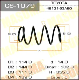 Пружина підвіски передньої Toyota Camry (06-11) (CS-1079) MASUMA CS1079