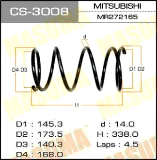 Пружина підвіски передня Mitsubishi Lancer (03-11) (CS-3008) MASUMA CS3008