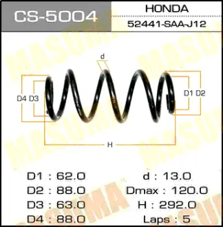 Пружина подвески rear FIT/ GD1 MASUMA CS5004