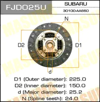 Диск сцепления 225*150*24*25.2 MASUMA FJD025U