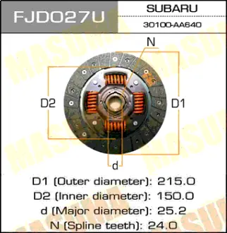 Диск сцепления 215*150*24*25.2 MASUMA FJD027U