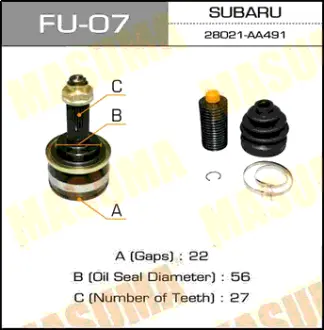 ШРУС 22x56x27 MASUMA FU07
