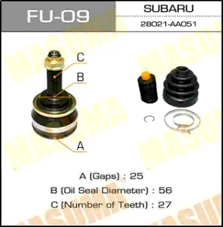 Шрус 25x56x27 MASUMA FU09