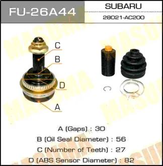 ШРУС 30x56x27х44 MASUMA FU26A44