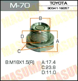 Болт маслосливной A/T С МАГНИТОМ Toyota ALLEX.NZE124.ZZE124 MASUMA M70